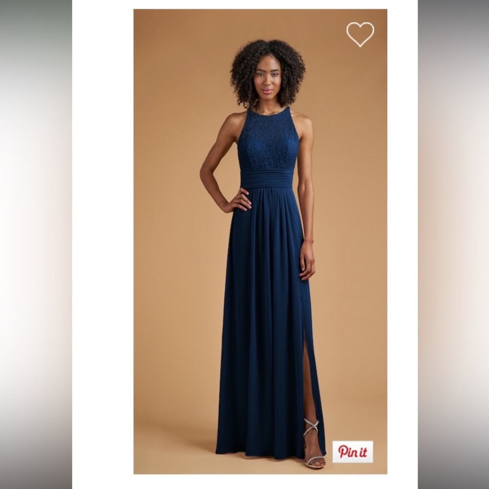 B2 Jasmine Blue Sweeheart Illusion Neck Floor Length Dress